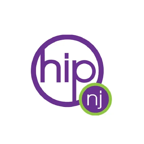 Logo with the word 'hip' in purple letters inside a purple circle, and a smaller purple circle with 'nj' in white letters, outlined in green.