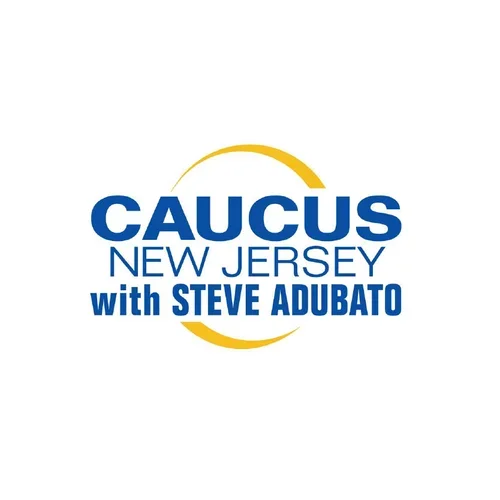Logo for CAUCUS New Jersey with Steve Adubato, featuring blue and yellow elements.