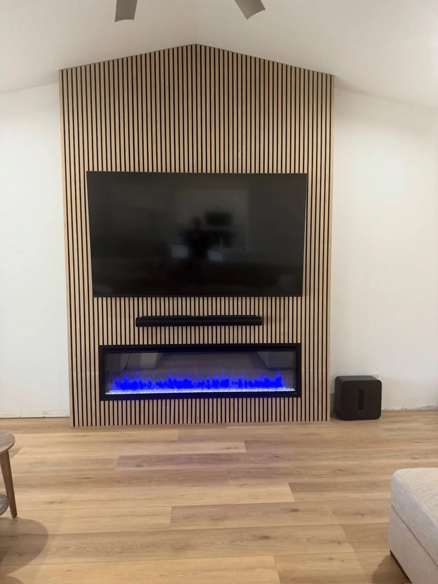 🔥 Another professional install by our team
This custom media wall seamlessly incorporates the fireplace into the design, creating a warm focal point that&rsquo;s both modern and inviting. Our acoustic slat wall panels add texture, balance, and depth