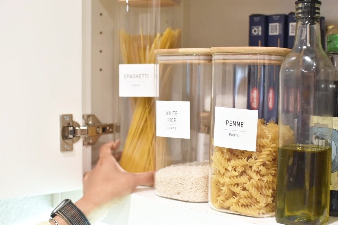 Labeled containers in a well-organized space