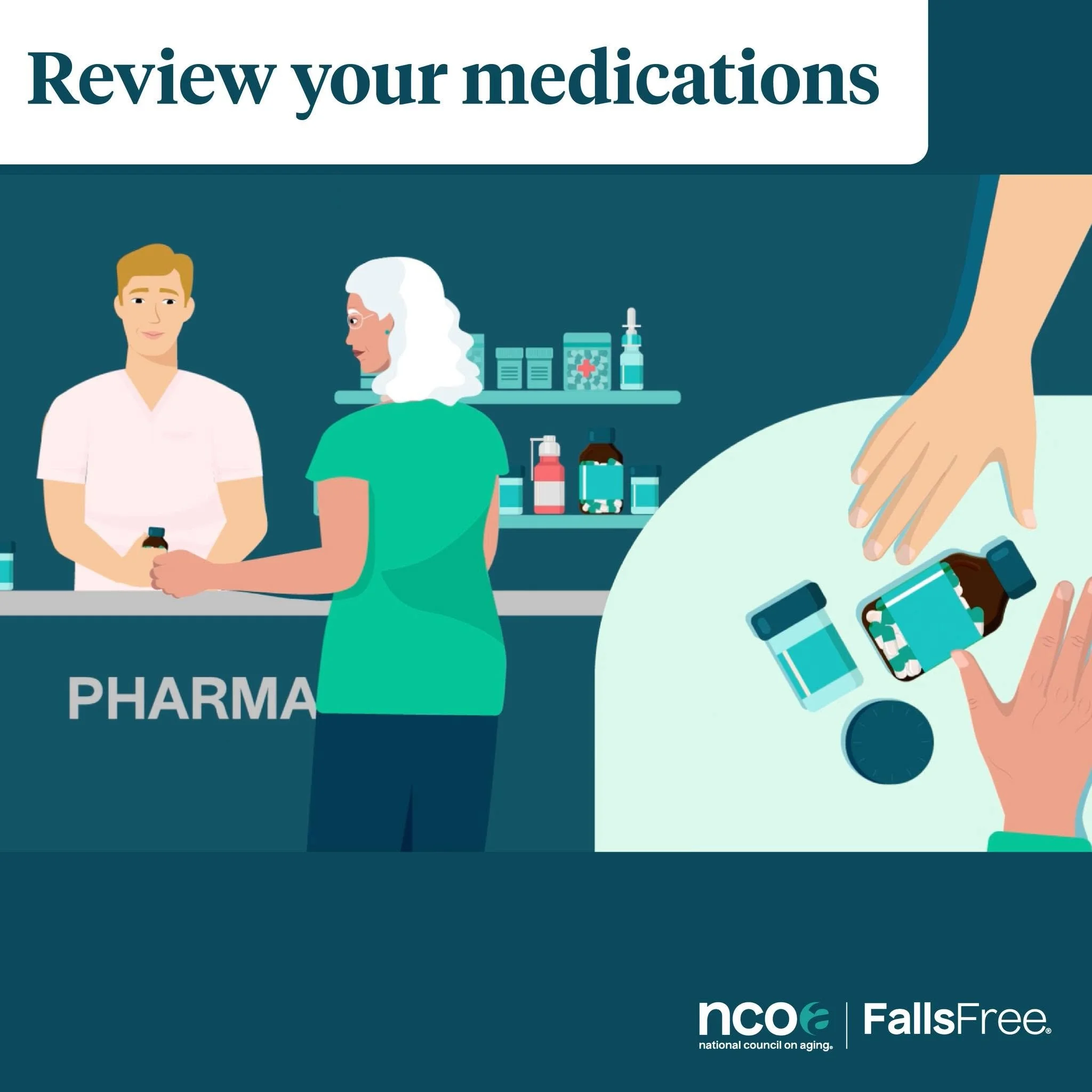 Step 3️⃣ : Regularly review your medications.

💊 Taking more than one medication can increase the chance of side effects, medication interactions, and raise your risk of #Falling. That&rsquo;s why it&rsquo;s important to talk to your doctor regularl