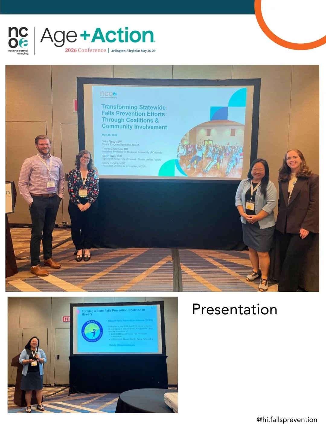 ✈️ Our HFPA team had an inspiring week at the NCOA Age+Action Conference in Arlington. 

We were honored to co‑present alongside our funder and our peer in the Colorado coalition, sharing Hawai&lsquo;i&rsquo;s journey in building our state&rsquo;s fa
