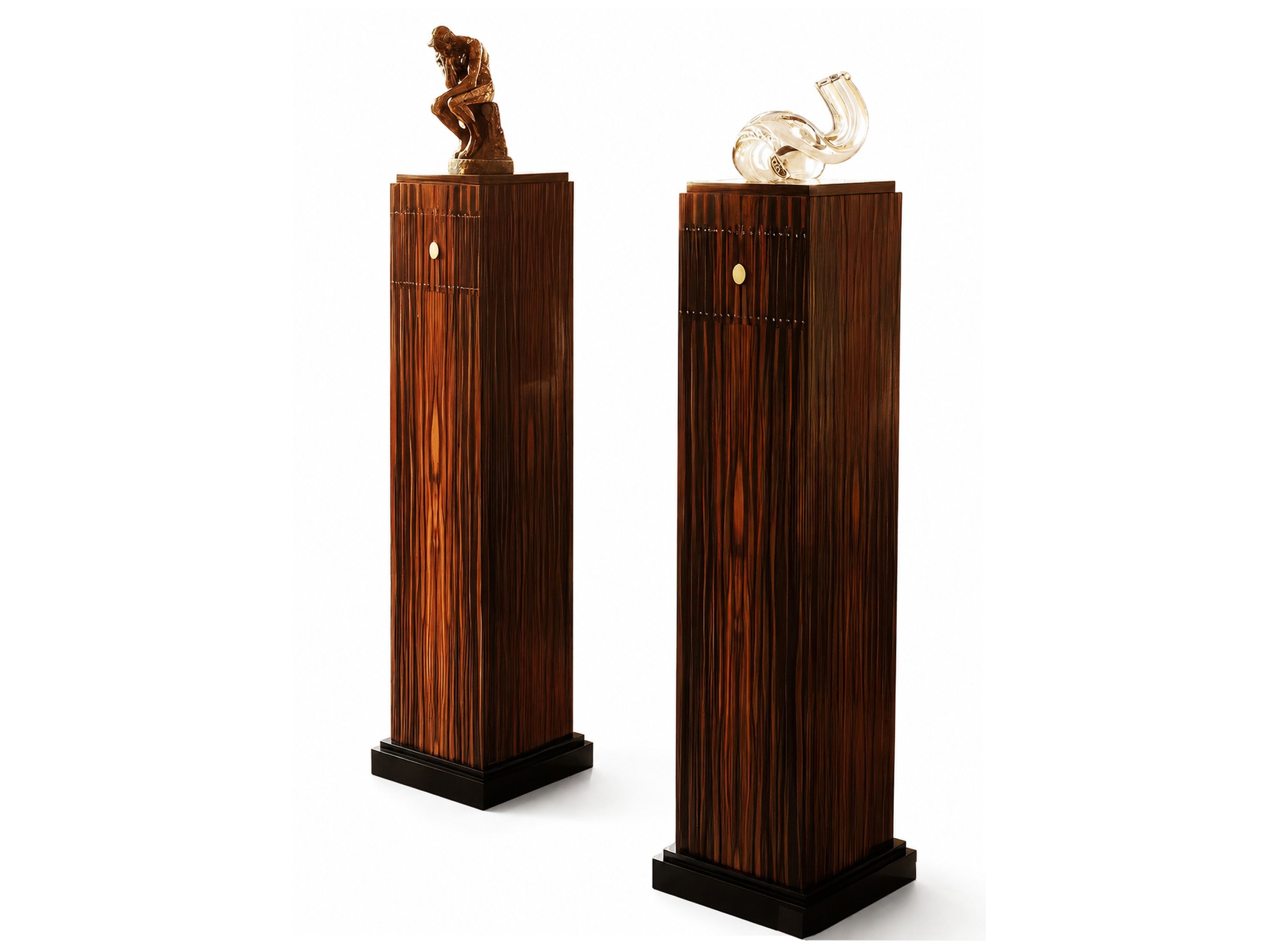 A PAIR OF MACASSAR EBONY PEDESTALS