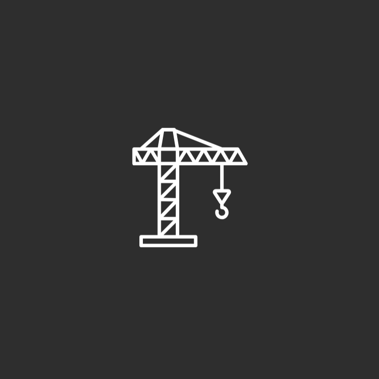 Icon of a construction crane on a dark background