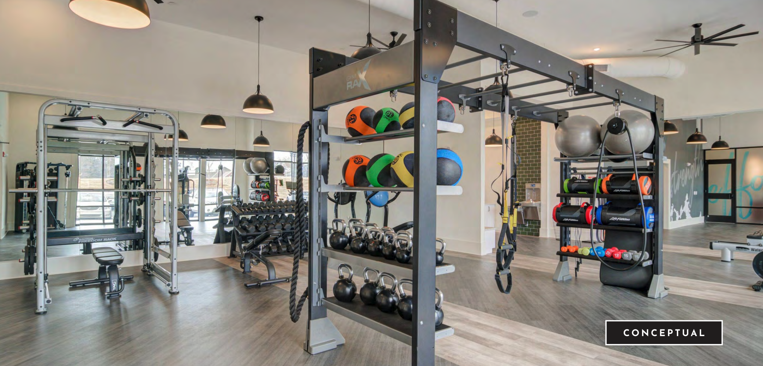 Turner Farms fitness center with strength training equipment