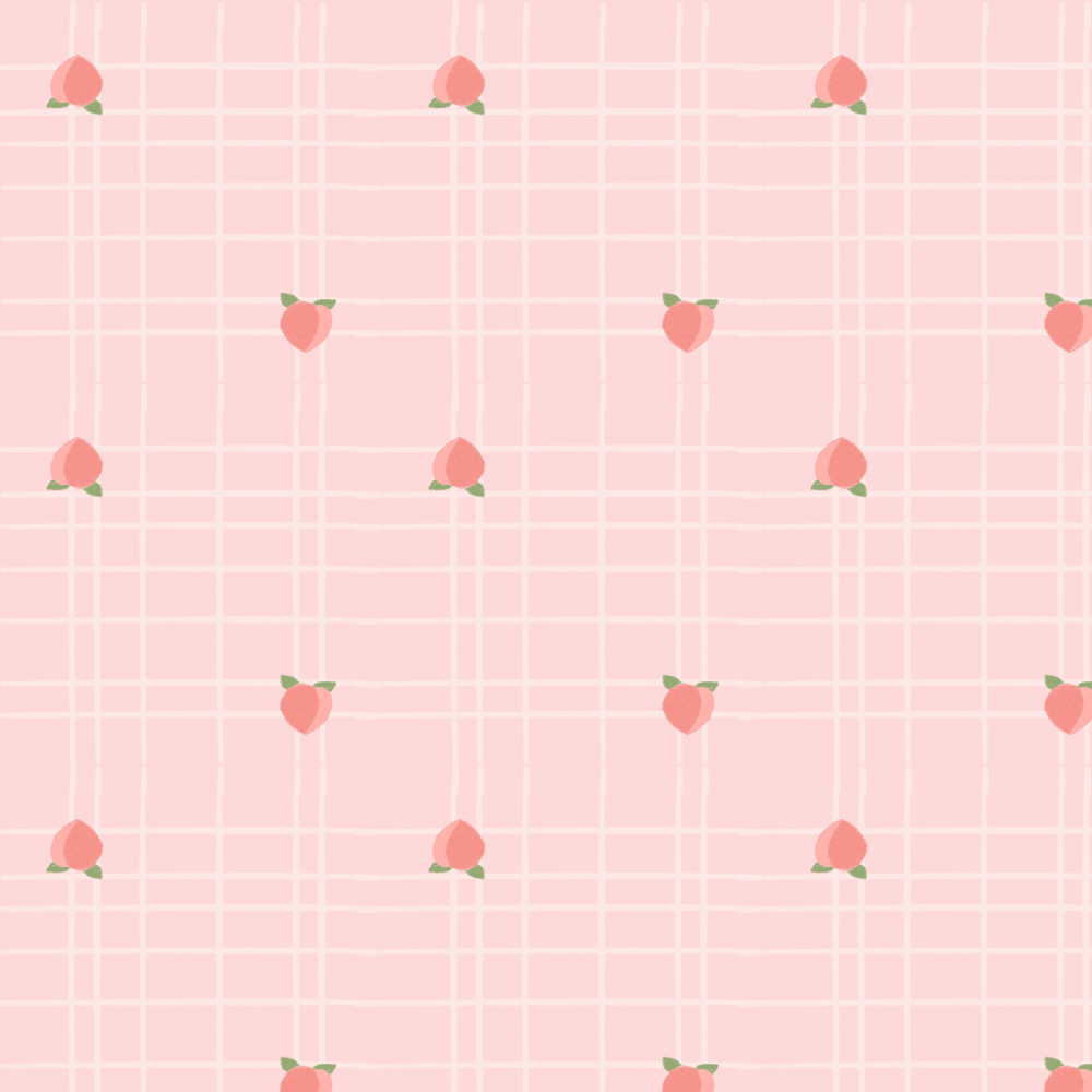 seamless peach pattern on pink plaid background