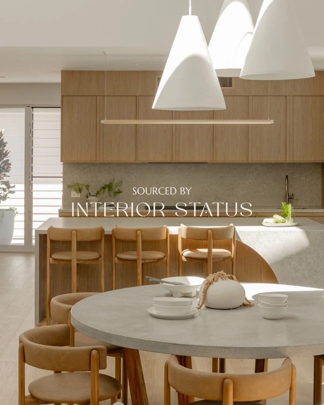 Sourced by Interior Status | Bellino barstools and dining chairs from MCM House in Caramel.

The tone brings a soft, earthy warmth that complements the coastal ranch direction perfectly, grounding the space without overpowering it. Beautiful, durable