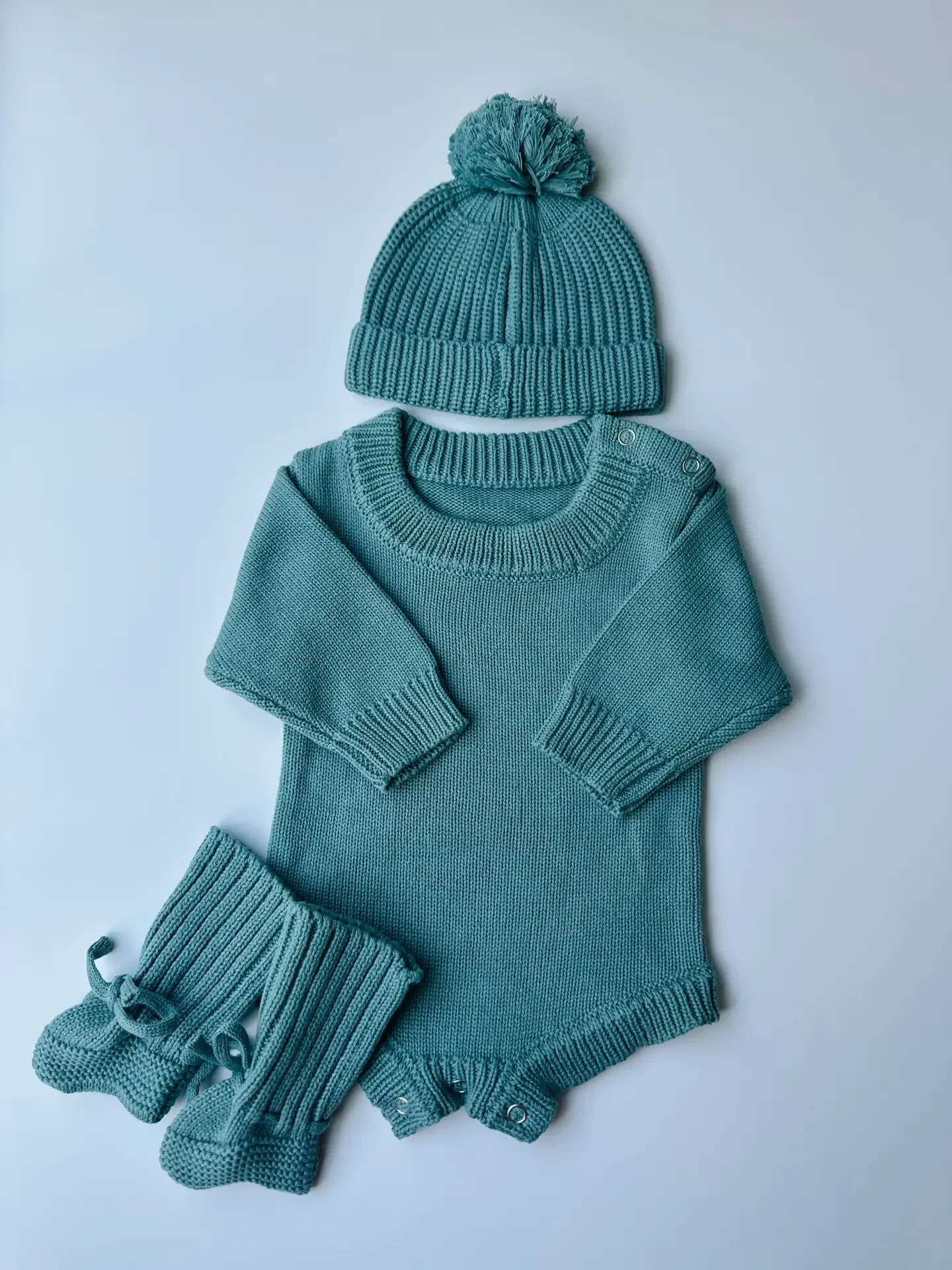 Cotton Baby Sweater, Hat & Booties Set