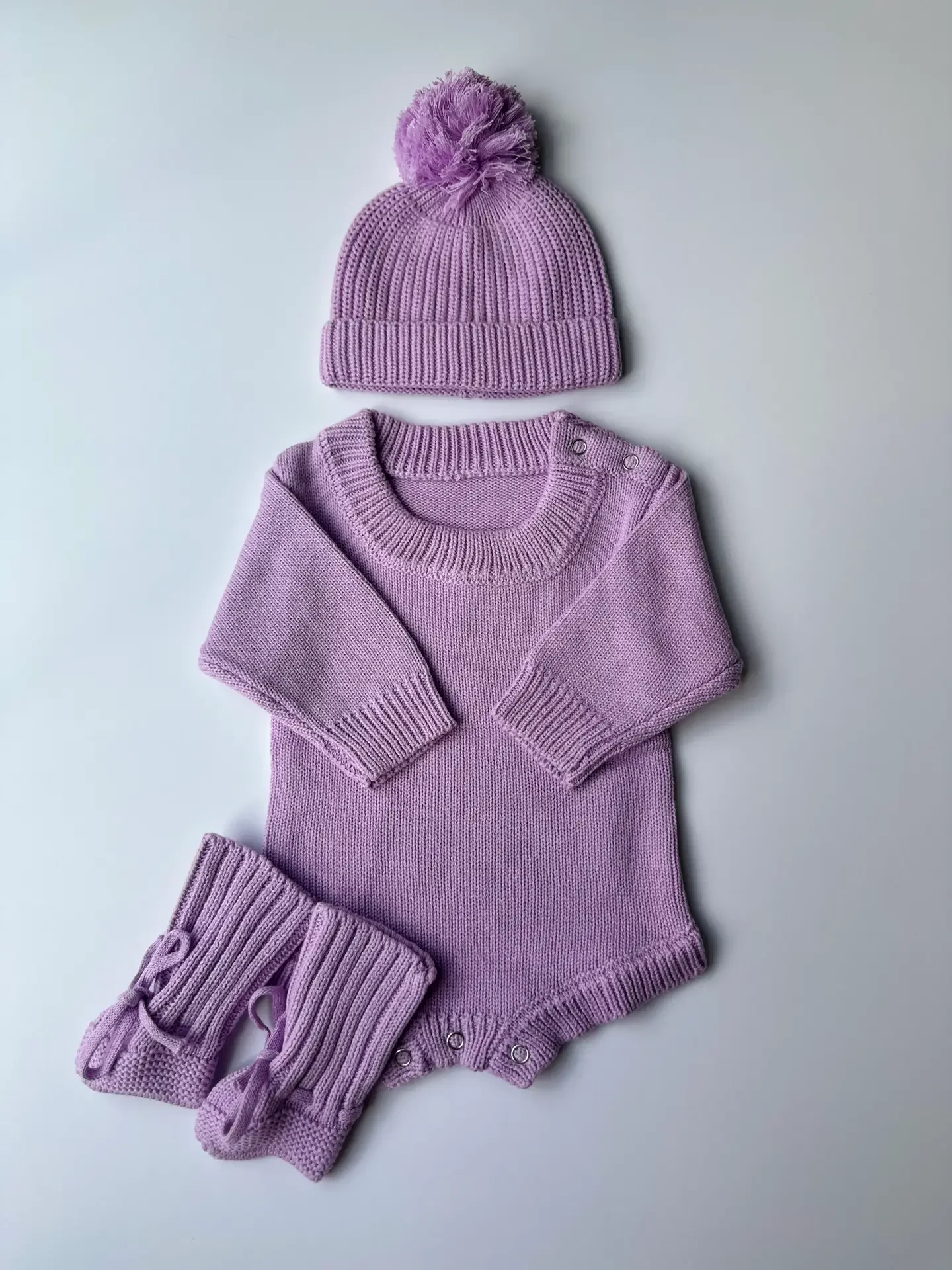 Cotton Baby Sweater, Hat & Booties Set