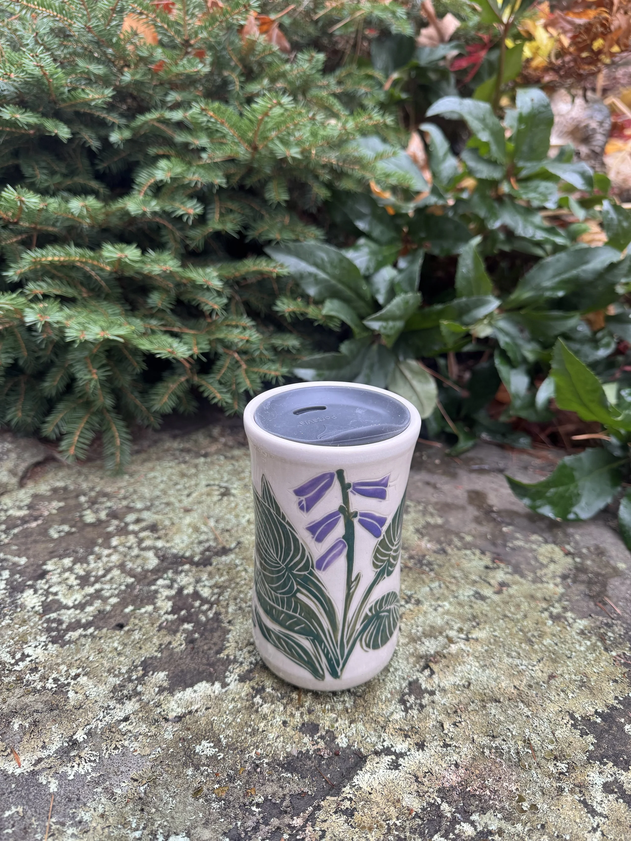 Pre-Order Flowering Hosta; 14oz Lidded Ceramic Travel Mug