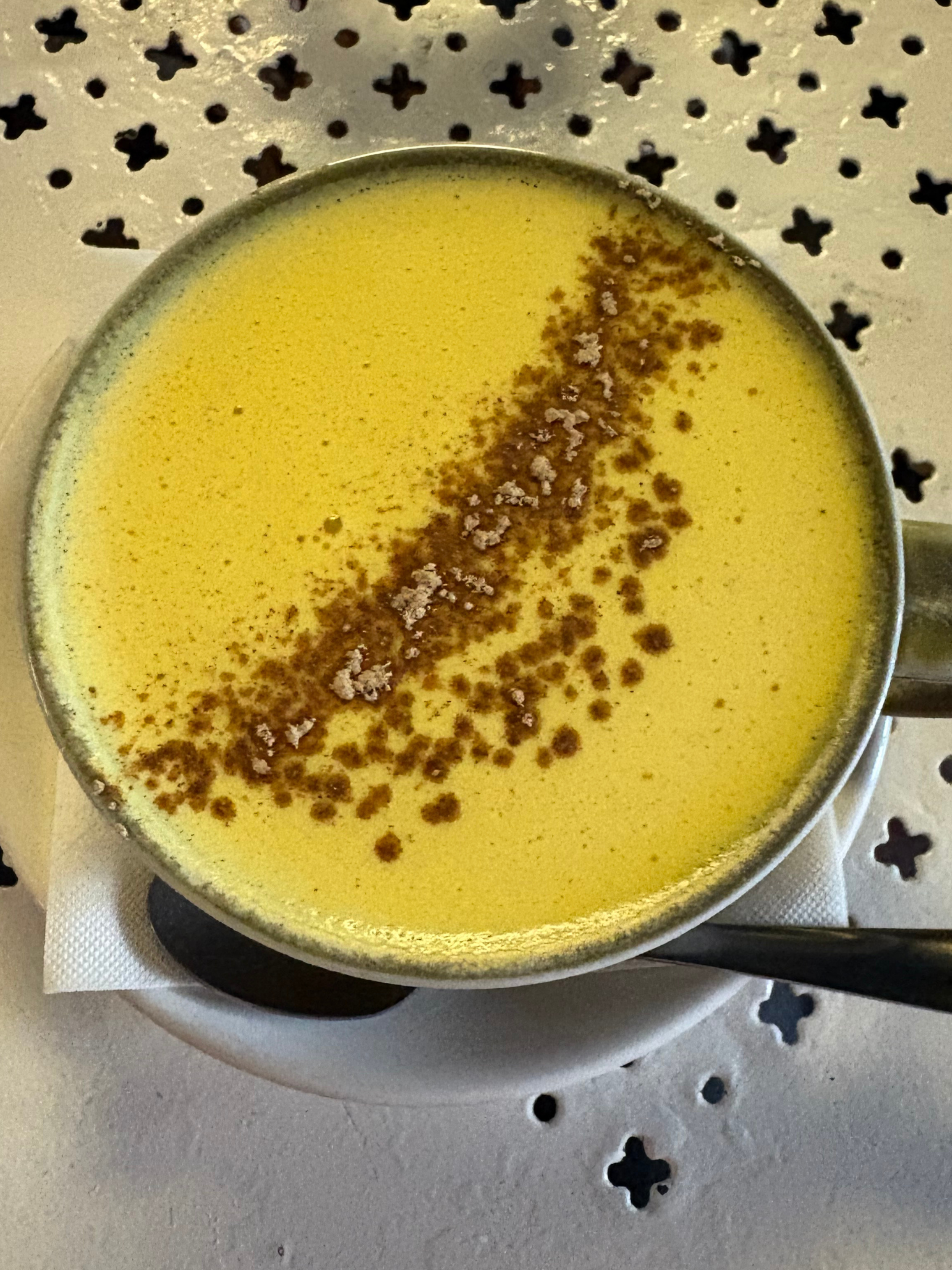turmeric chai on table at cafe Jazmin Pursell Consulting