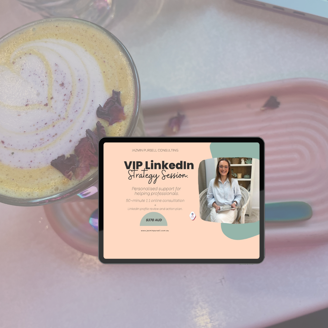 LinkedIn VIP Strategy Session Jazmin Pursell Consulting desk mockup