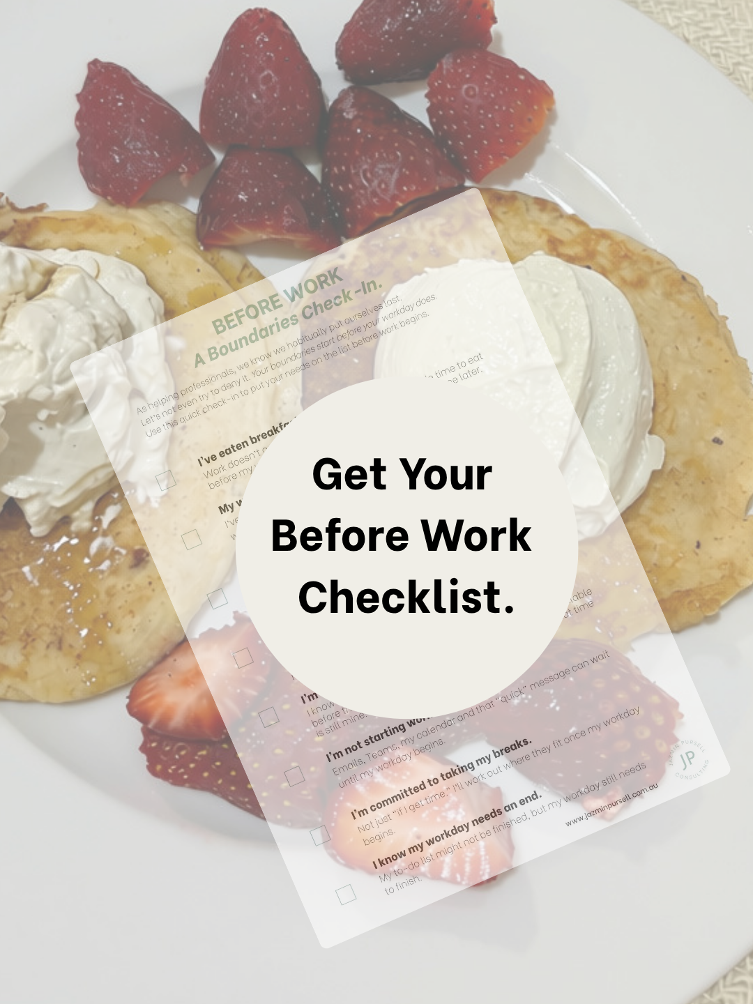 Jazmin Pursell Consulting breakfast image with preview of Free Before Work Check-In