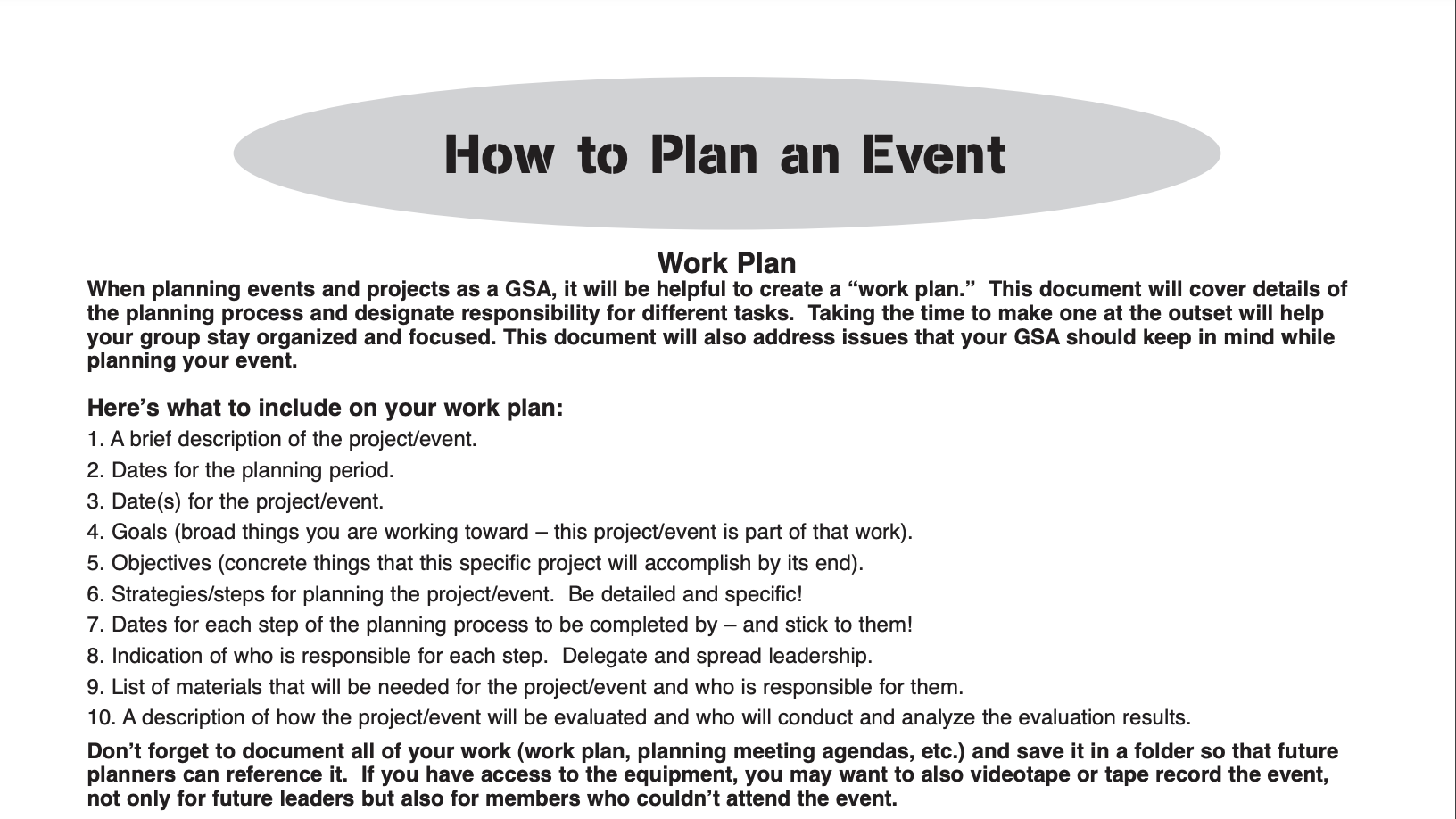 Planning Events