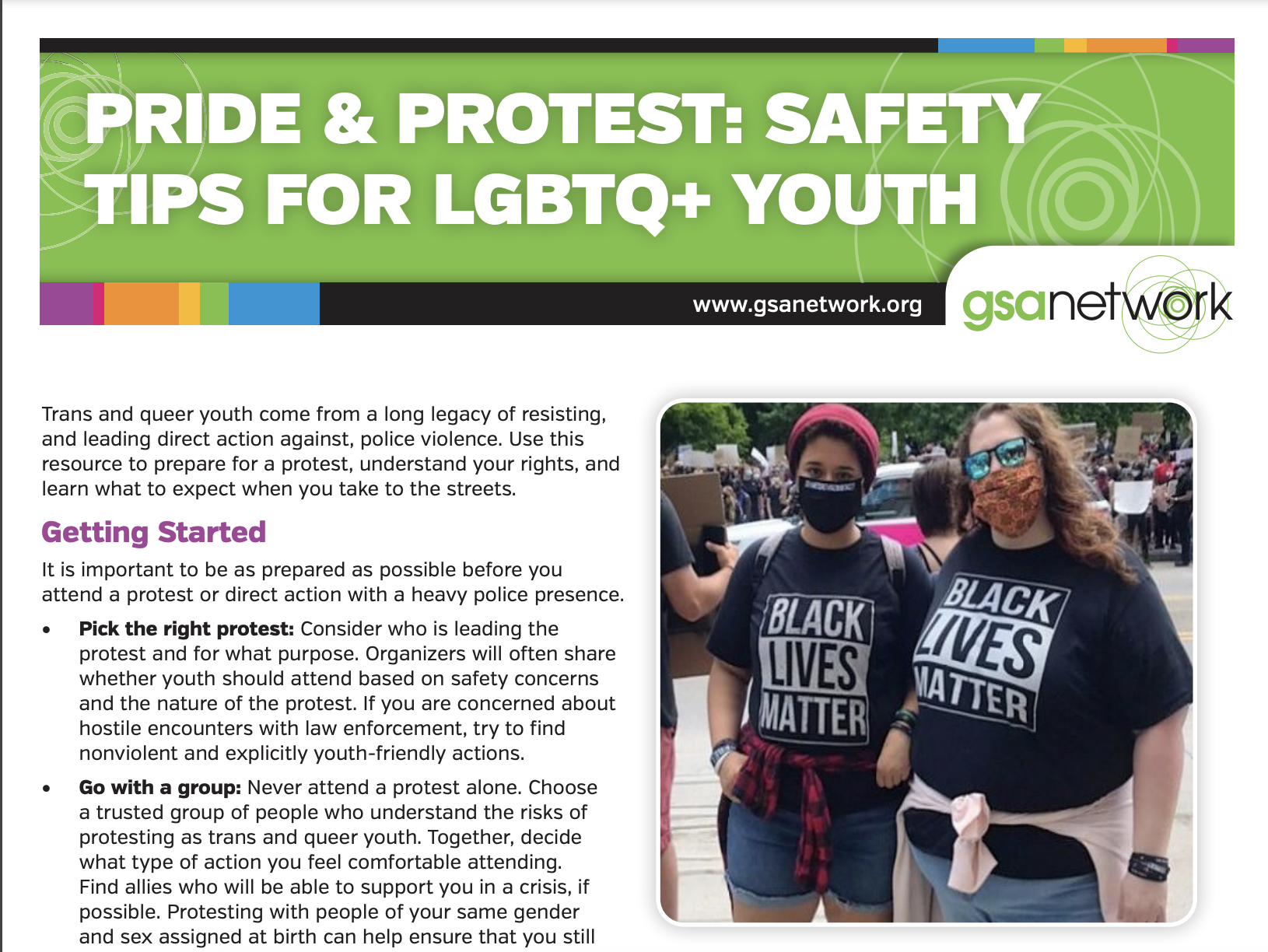 Protest Tips Pride & Protest: Safety Tips for TQ2S+ Youth — gsa network