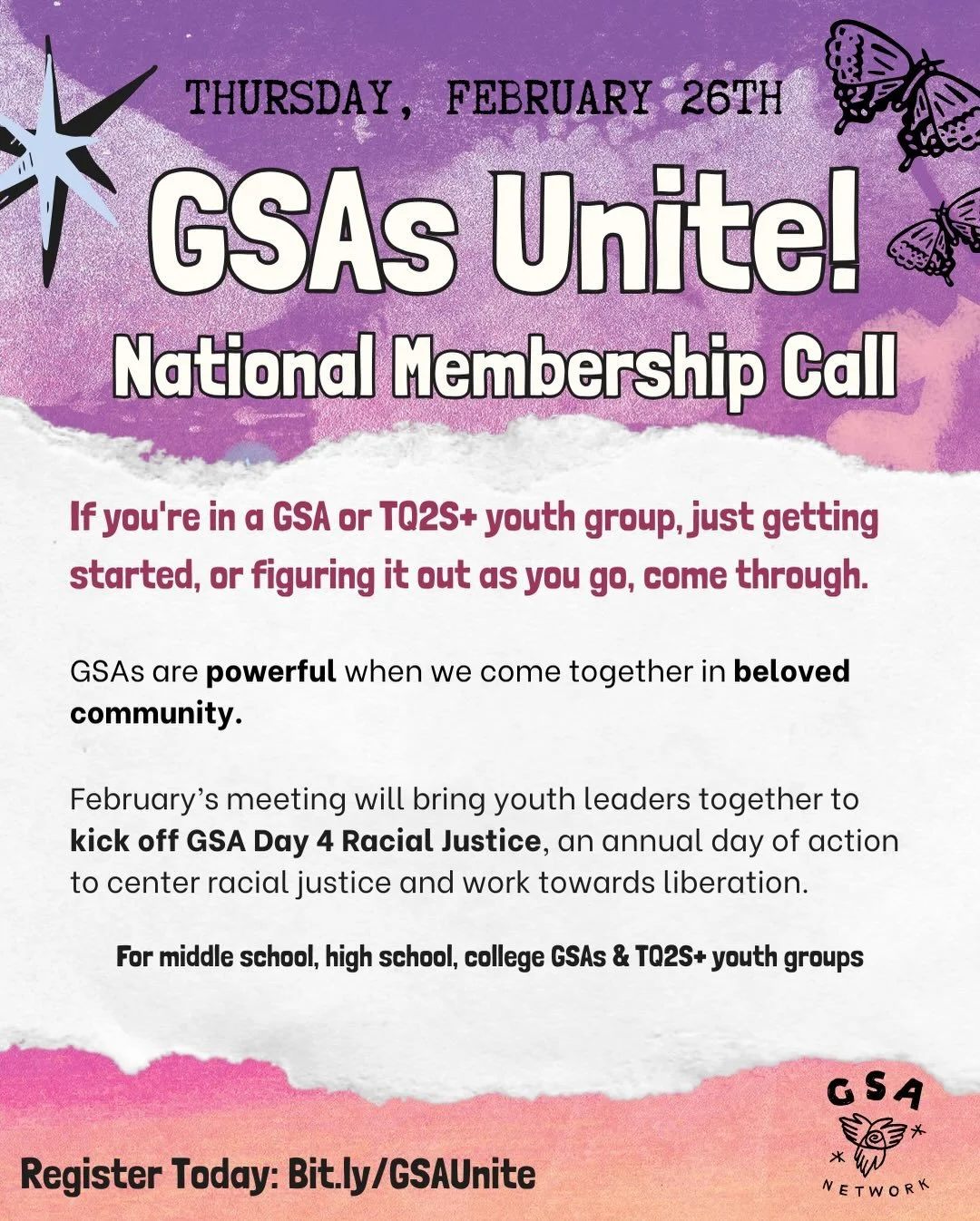 🔥Hey GSA leaders! We hope you&rsquo;re feeling the love! Last month, we talked about the issues in our own backyards and the tools our GSAs can use to keep thriving at this moment. But this month? We&rsquo;re calling all GSA leaders to kickoff our a