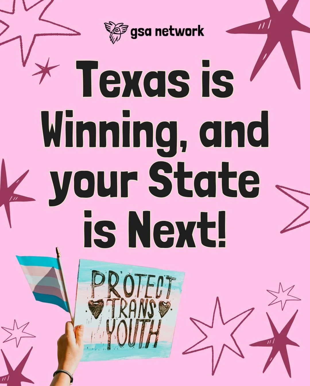 If we&rsquo;re organizing, then we&rsquo;re winning!

Our lawsuit against the state of Texas for banning GSA and other diversity-based clubs received a preliminary injunction! This means that school districts in Texas can and SHOULD join our movement