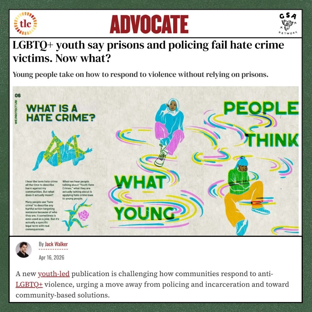 &ldquo;What does it mean to address acts of violence, like hate crimes, in a justice system that does not rely on punishment or incarceration?&rdquo;

Jack Walker from The Advocate reports on GSA Network and @translawcenter &ldquo;We Protect Us&rdquo