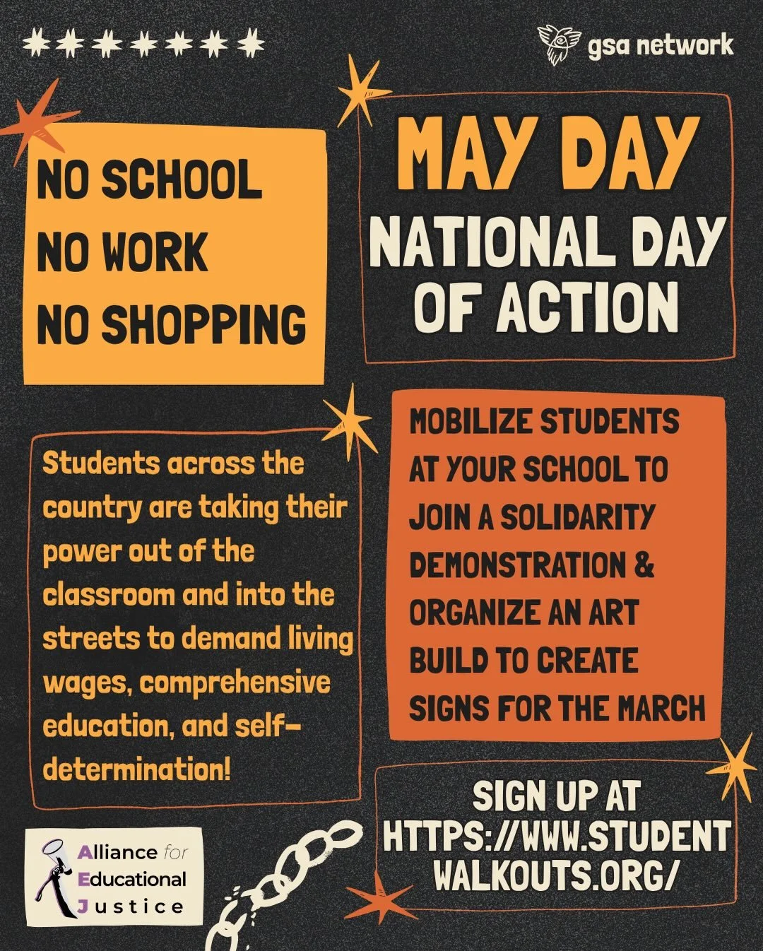 📣DON&rsquo;T MISS OUT, WALK OUT!

Honor International Workers&rsquo; Day by walking out of school and disrupting the economy this Friday, May 1st! 

We know that student power has been under authoritarian attack; we also know that our right and abil