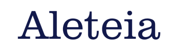 The word "Aleteia" written in large, dark blue text on a white background.