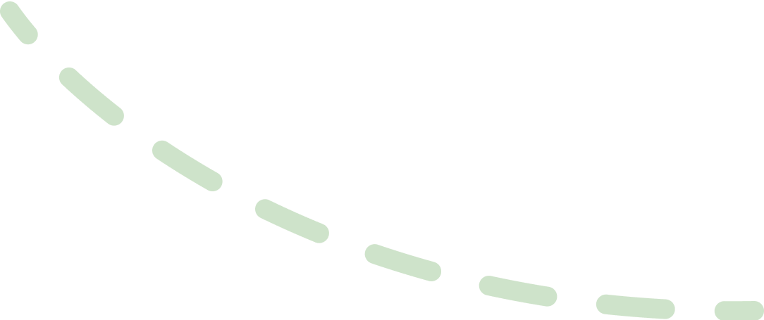 Green dashed curved line..