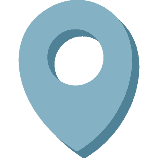 An illustration of a blue map location pin icon.