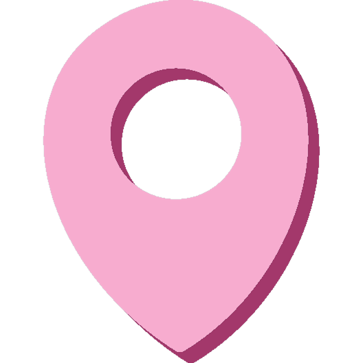 Pink map location pin icon.