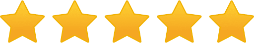 Five gold stars representing a five-star rating.