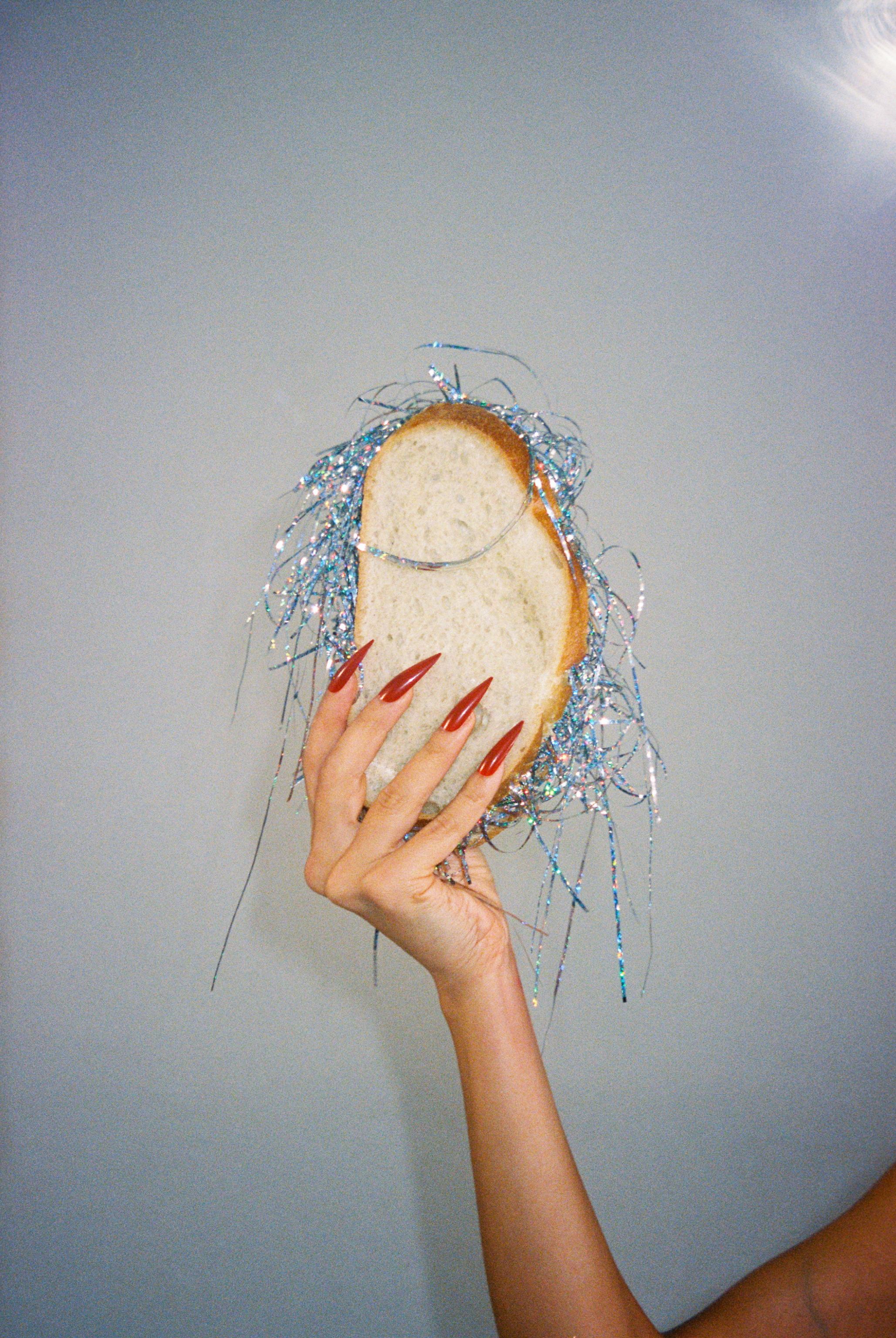 Confetti Sandwich Glam with Red Long Fingernails