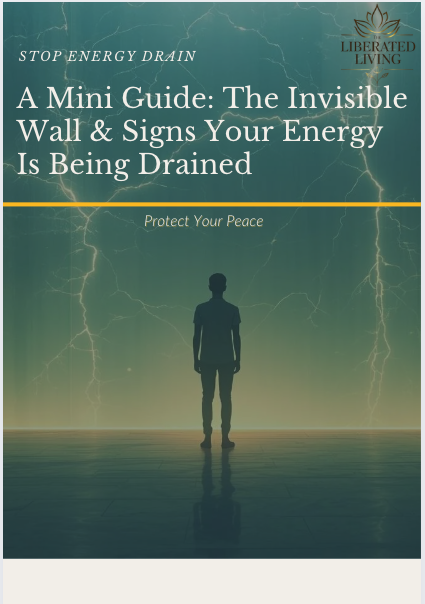 Cover of “Protect Your Peace.” A woman stands before a glowing shield of light surrounded by calming blue and green tones, symbolizing awareness, clarity, and Spirit-led protection.