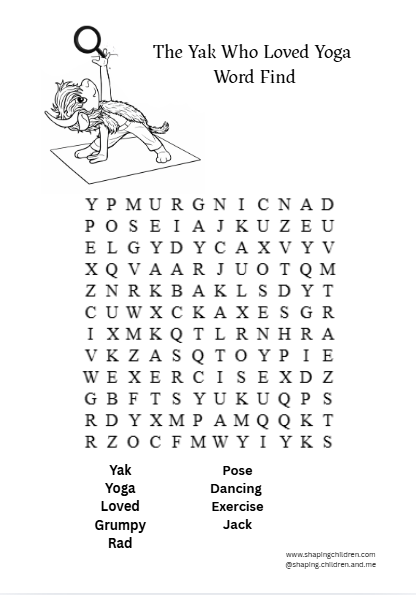 The Yak Who Loved Yoga Word Find