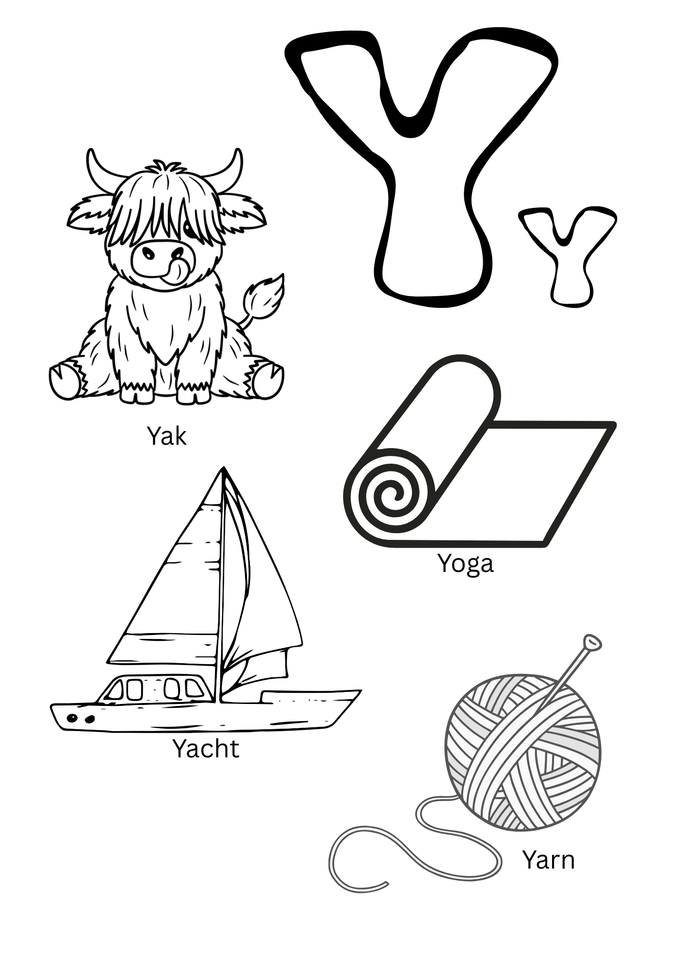 Letter Y colouring in .