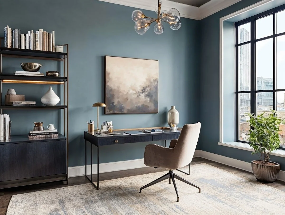 Contemporary Office with Teal Walls and Modern Decor.jpeg