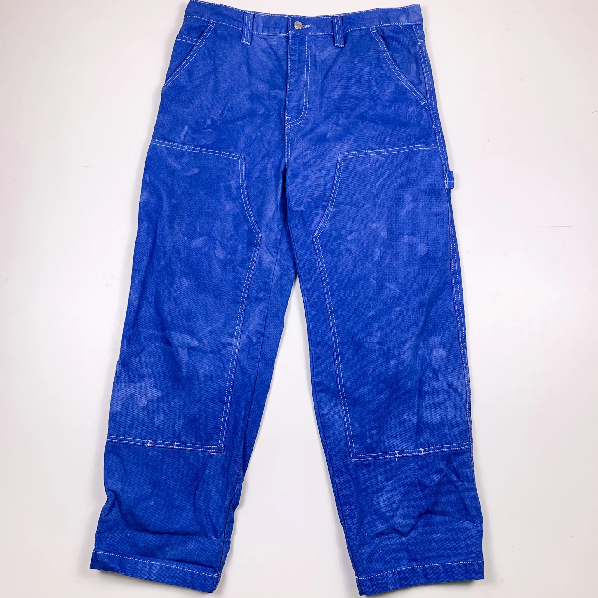 Stussy Blue Double Knee Uneven Dye Pants