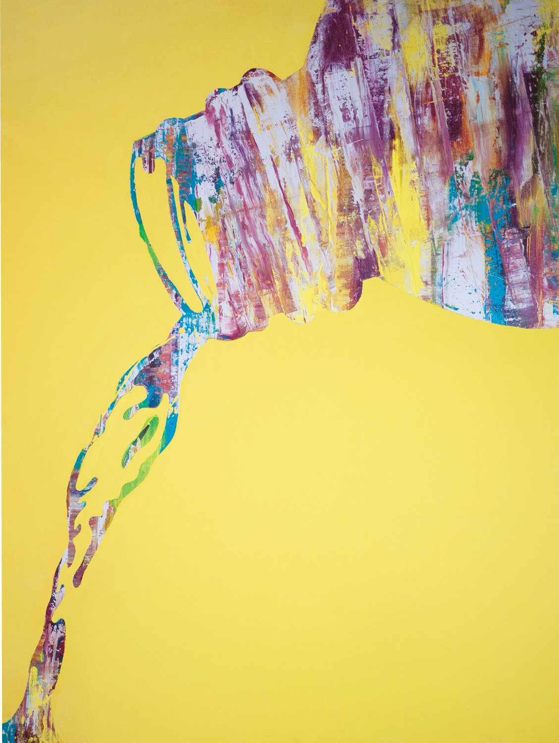 POUR, 2015. Oil on canvas, 36 × 48 in (91.4 × 121.9 cm).