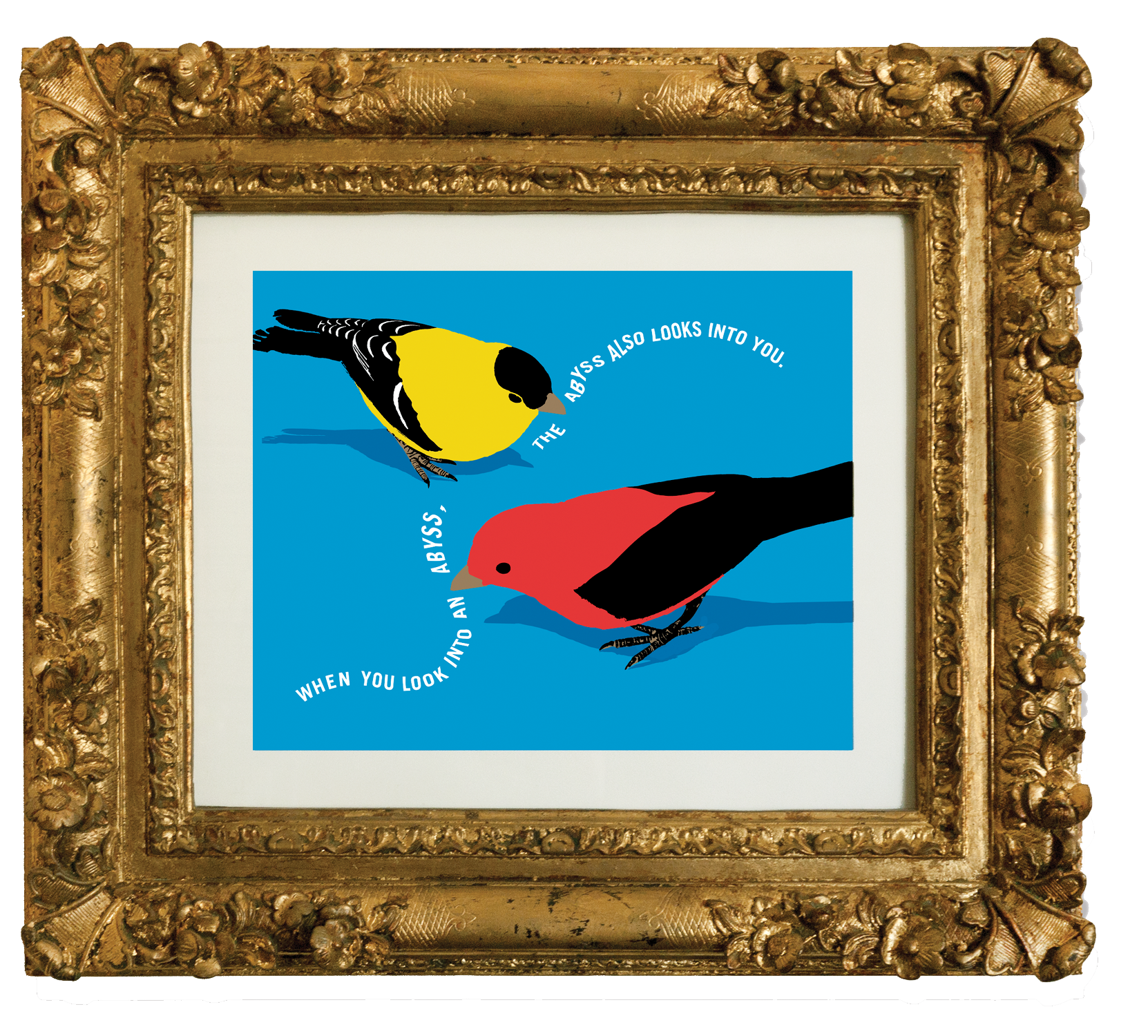 ABYSS 2010 
5-color waterbase 
silk screen on 100% rag,
hand-painted gold leaf frame.
34 x 30 in
(86.36 x 72.2 cm)
