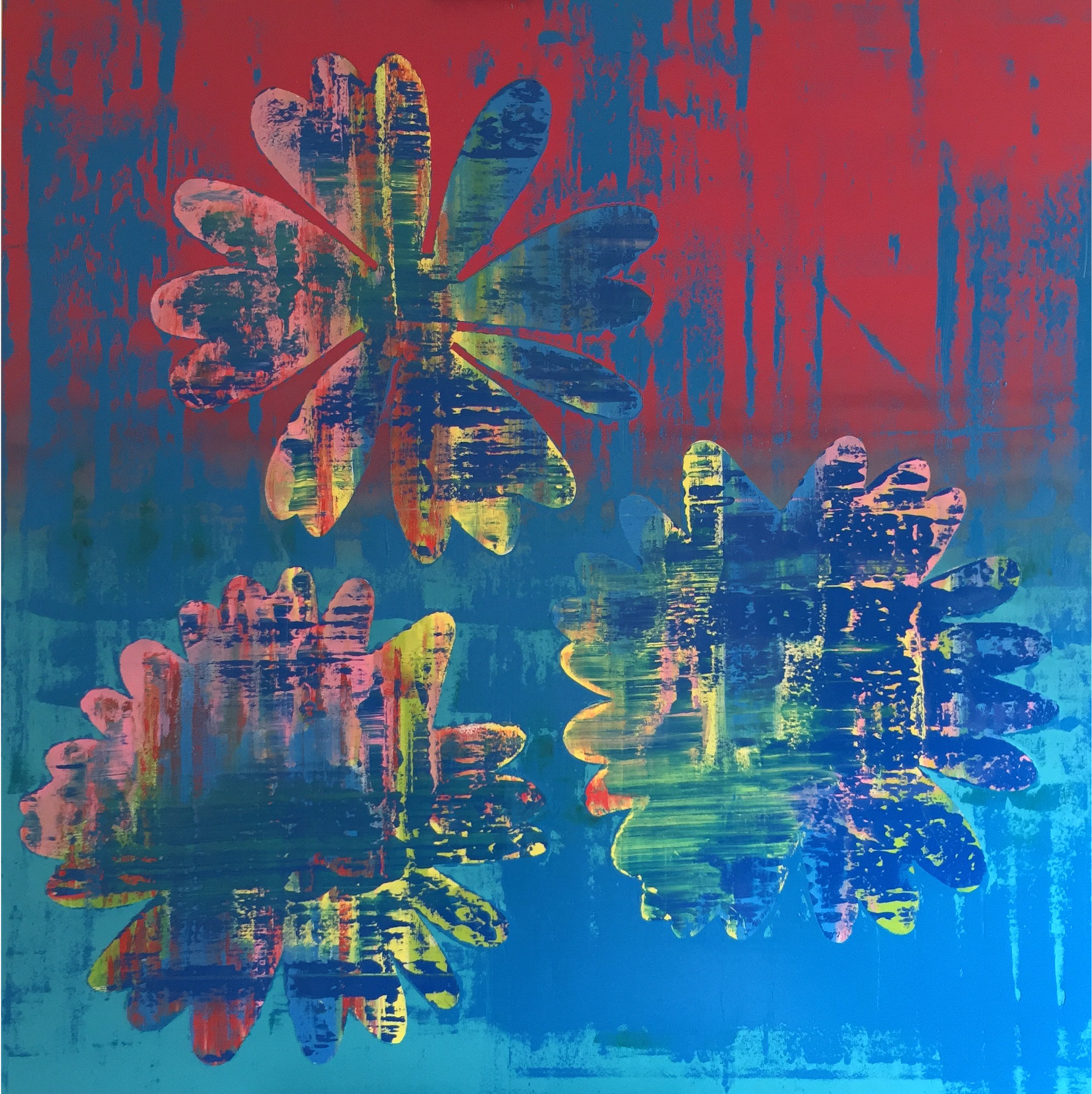 DANDELIONS 2016, Oil on canvas, 48 in sq  (121.9 cm square)