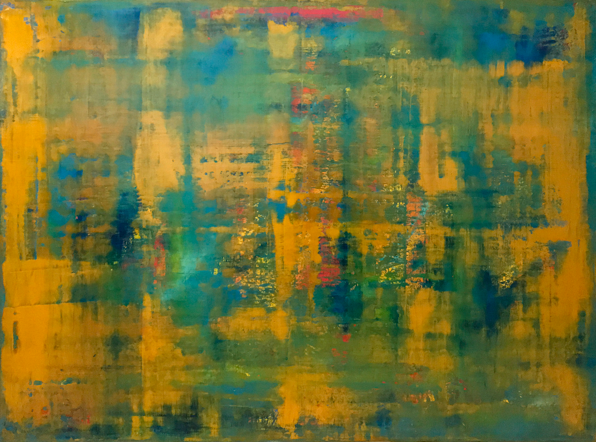 REFLECTION 2017, Oil and acrylic spray 
paint on canvas.' 48 x 36 in (121.9 x 91.4 cm)