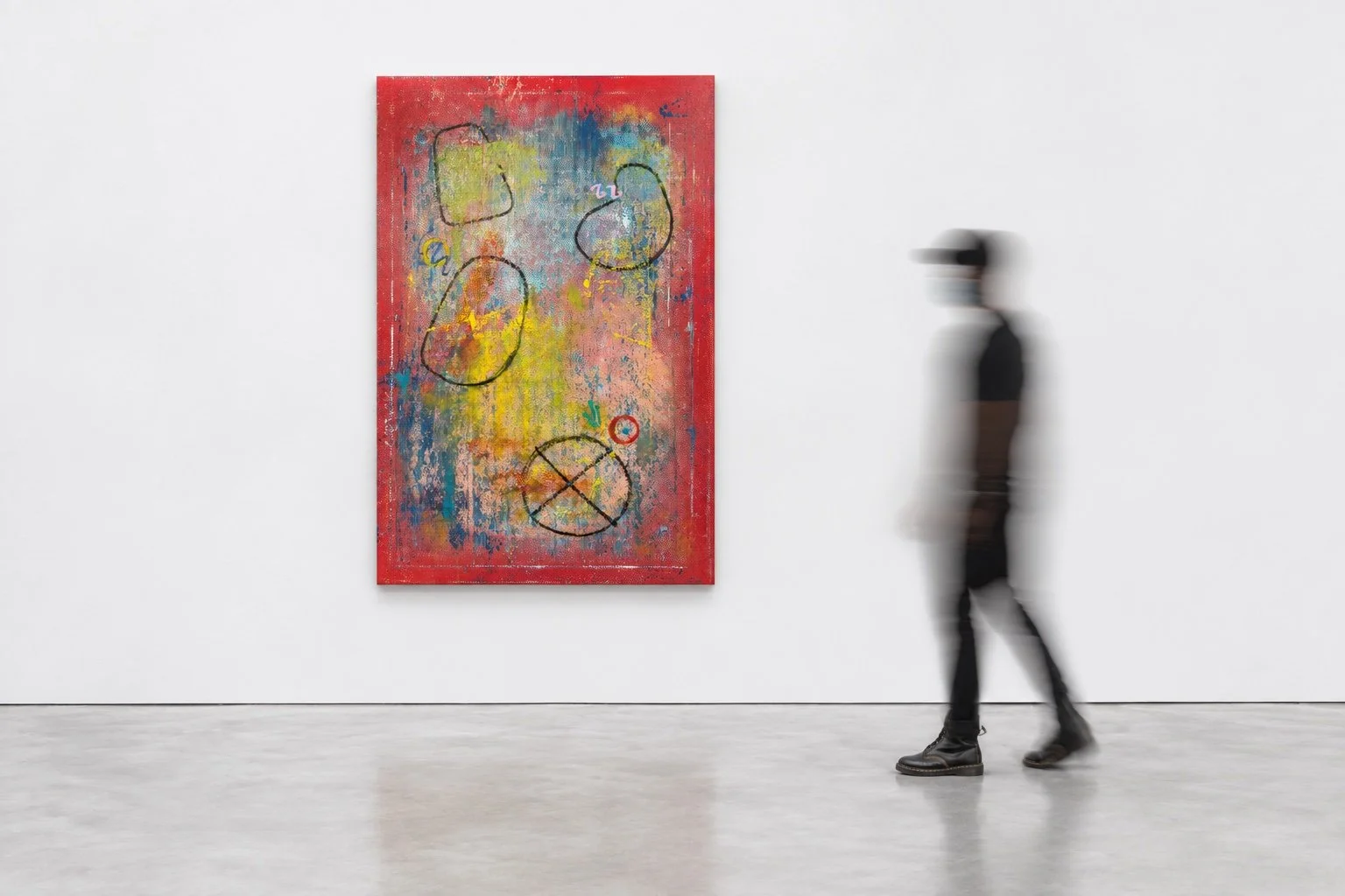 Installation-scale visualization of OBJECTS, 2026, shown with a viewer for scale.