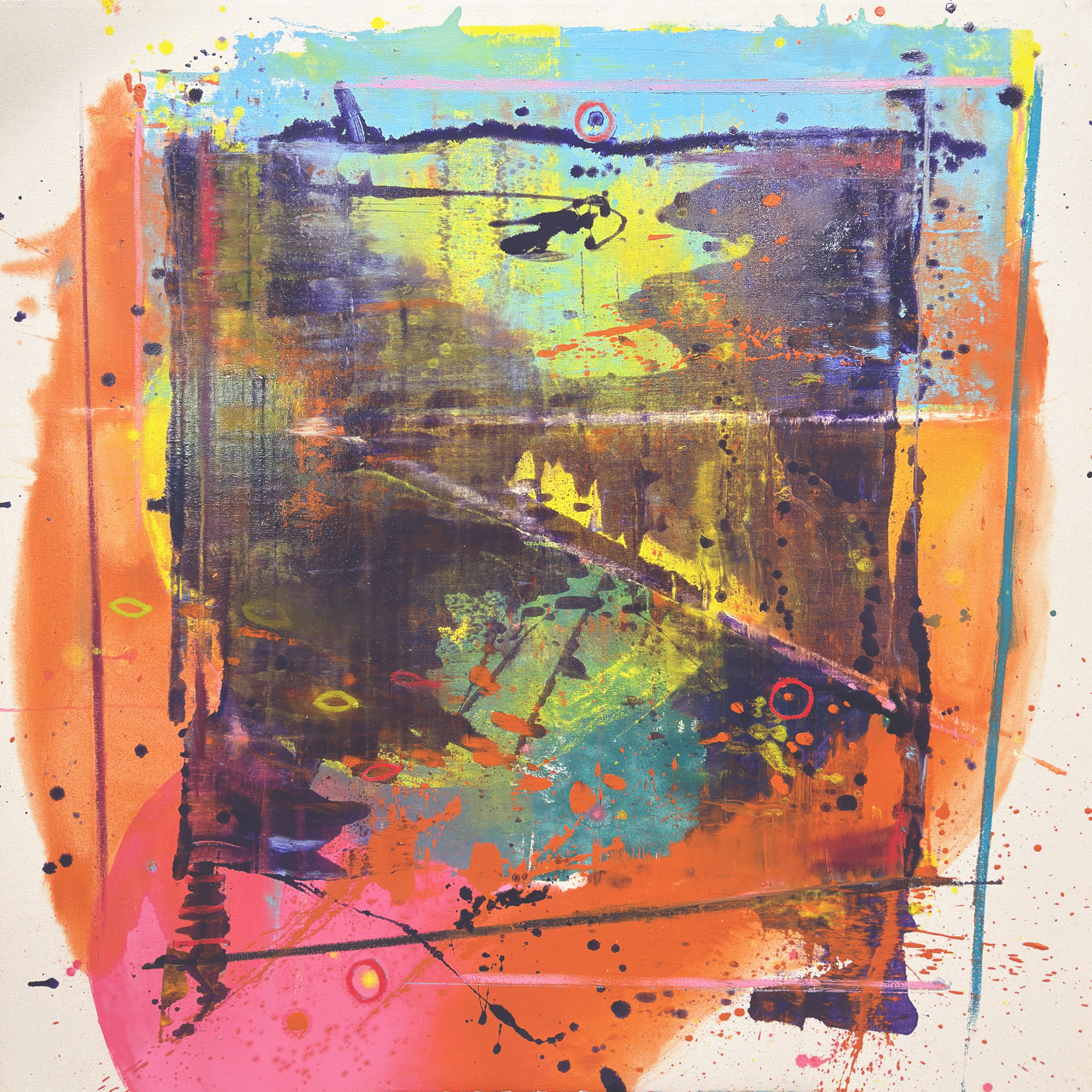 REFLECTIONS 2026 ,Oil and oil sticks on canvas, 48 x 48 in sq (121.9 x (121.9 cm sq)