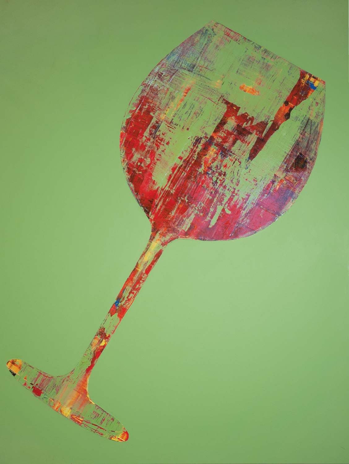 WINE GLASS, 2015. Oil on canvas, 36 × 48 in (91.4 × 121.9 cm).
