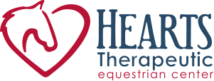 Logo of Hearts Therapeutic Equestrian Center featuring a horse head inside a heart outline
