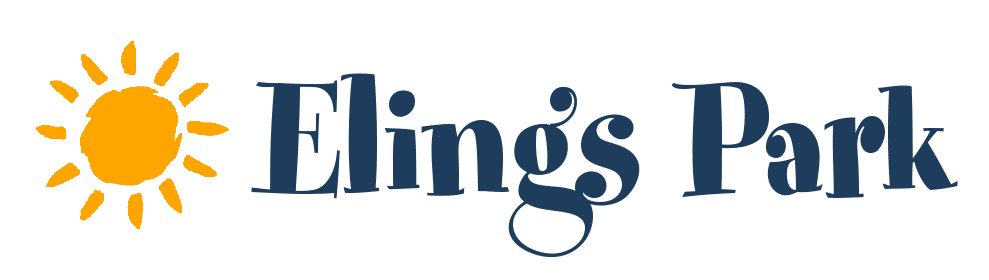 Logo for Elings Park featuring a stylized yellow sun and dark blue text.