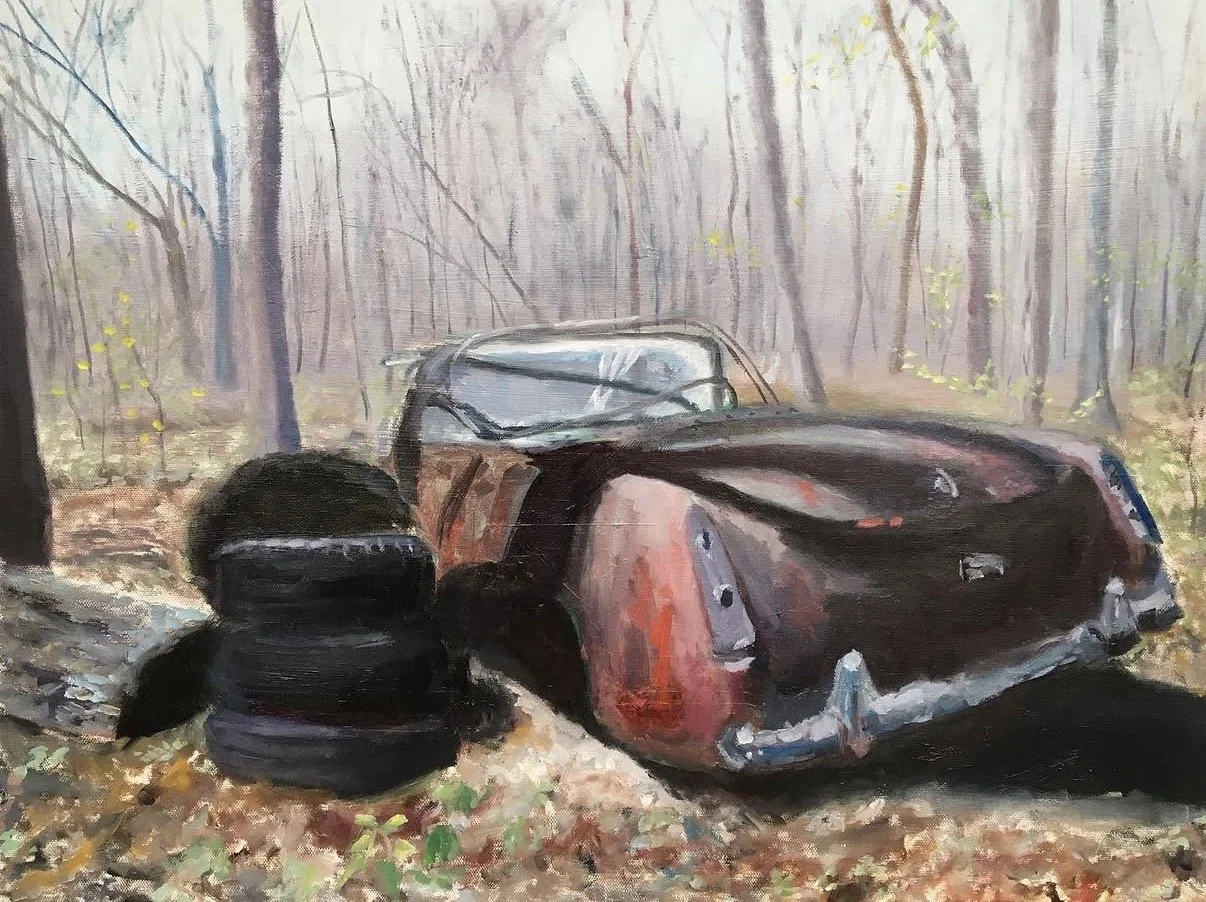 Car in Woods | 24" x 18" | 2021