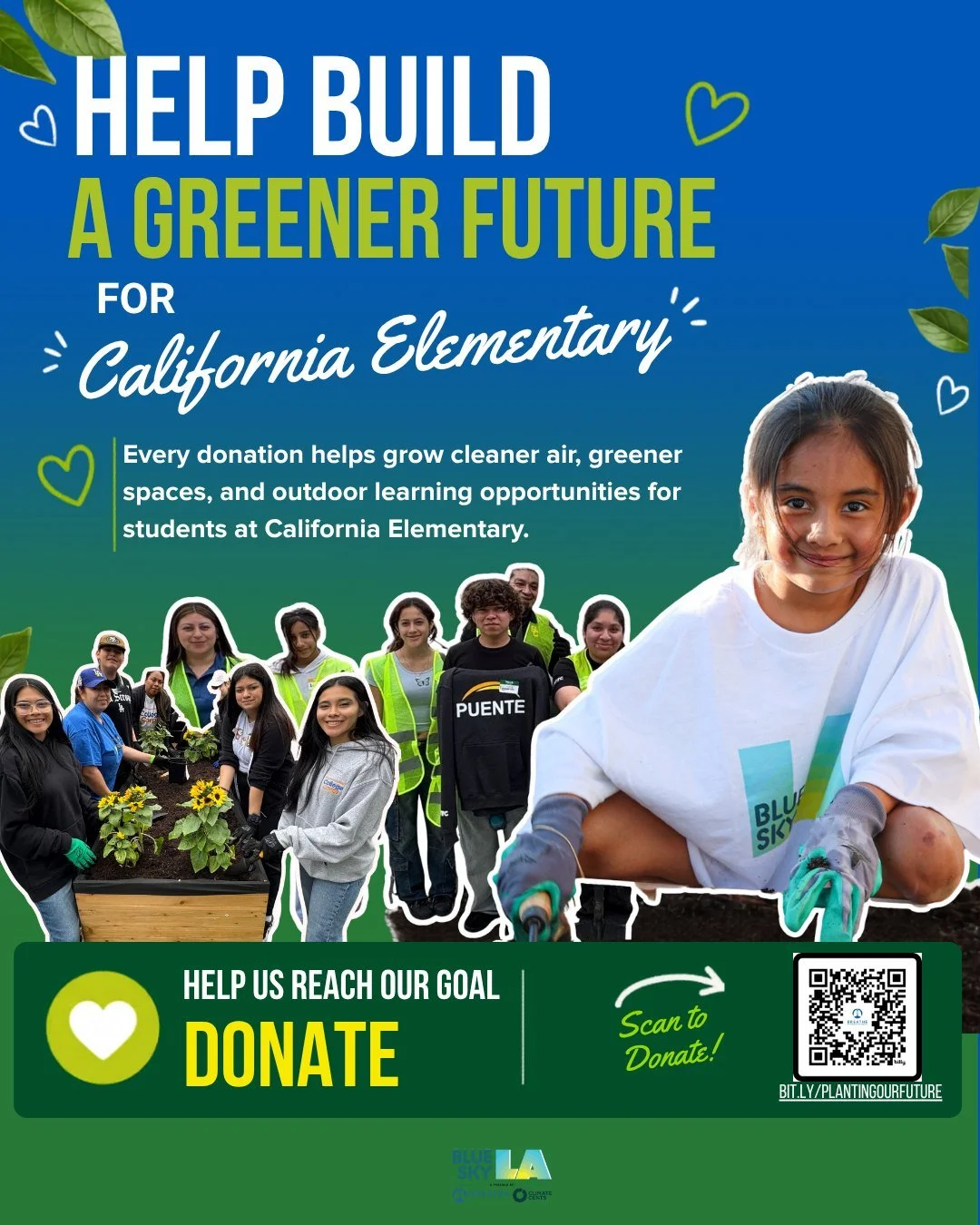 What if an empty space could become a place for cleaner air, outdoor learning, and community growth?

BlueSky LA is helping transform California Elementary into a greener, healthier space for students through community gardening and environmental ste