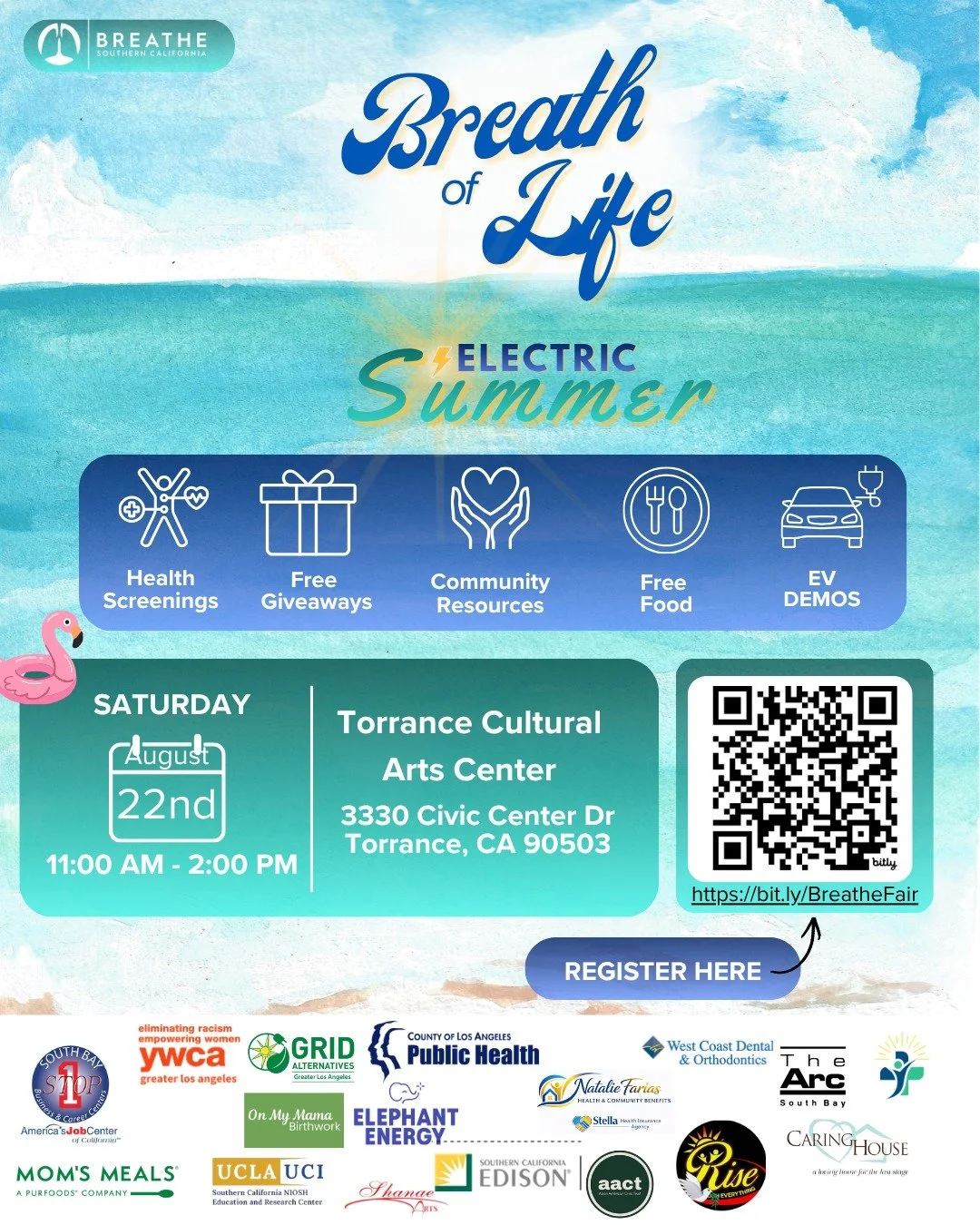 :loudspeaker: TORRANCE, YOU'RE INVITED!

Join us Saturday August 22nd at the Torrance Cultural Arts Center for a FREE family fun day! 🌱
📍3330 Civic Center Dr Torrance, CA 90503
 - 11 AM - 2 PM 
-  Lung Screenings
- Dental &amp; Medical Resources 
 