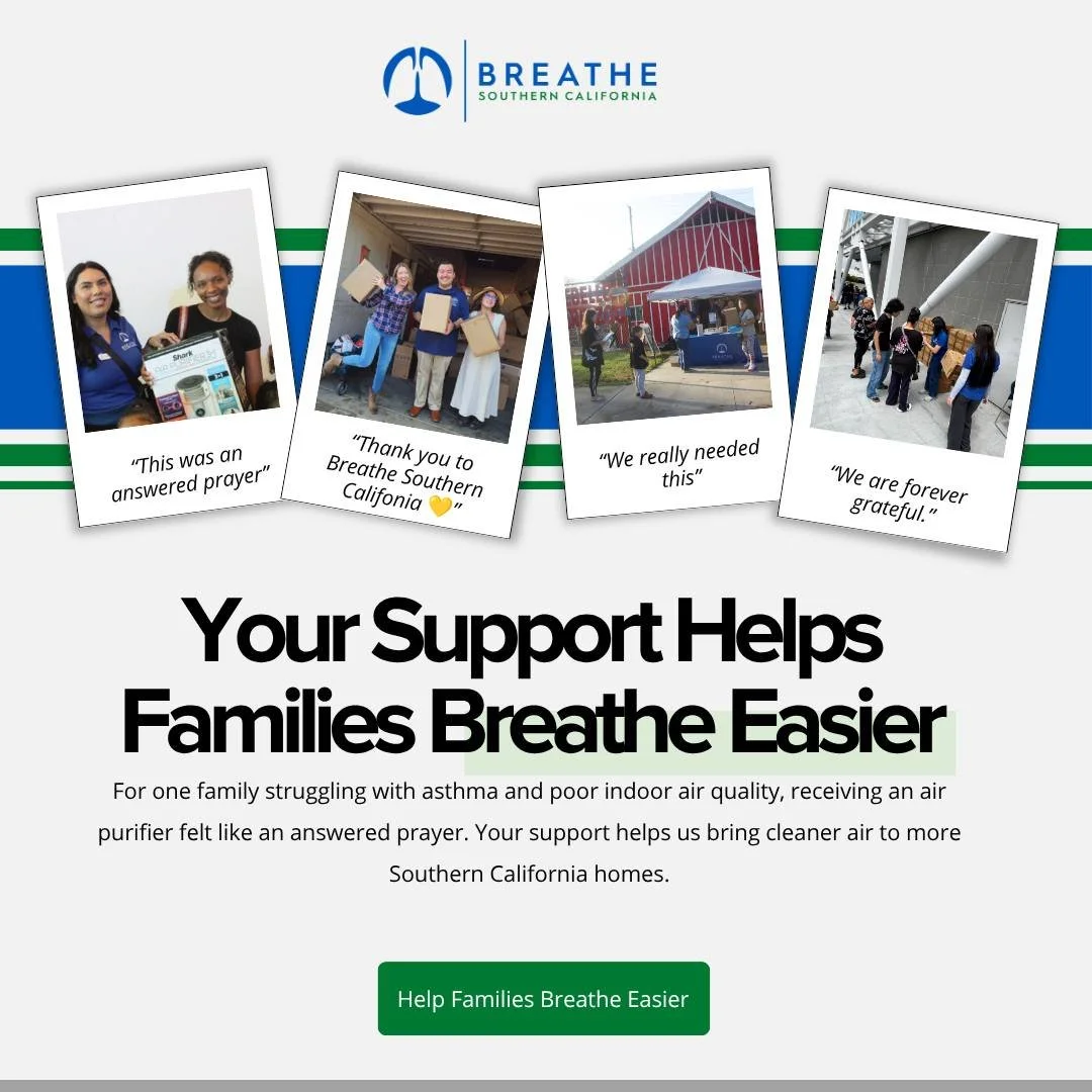 &ldquo;This was an answered prayer.&rdquo; 💙

For families living with asthma and poor indoor air quality, an air purifier can bring more than cleaner air... it can bring comfort, relief, and peace of mind.

Your support helps Breathe Southern Calif
