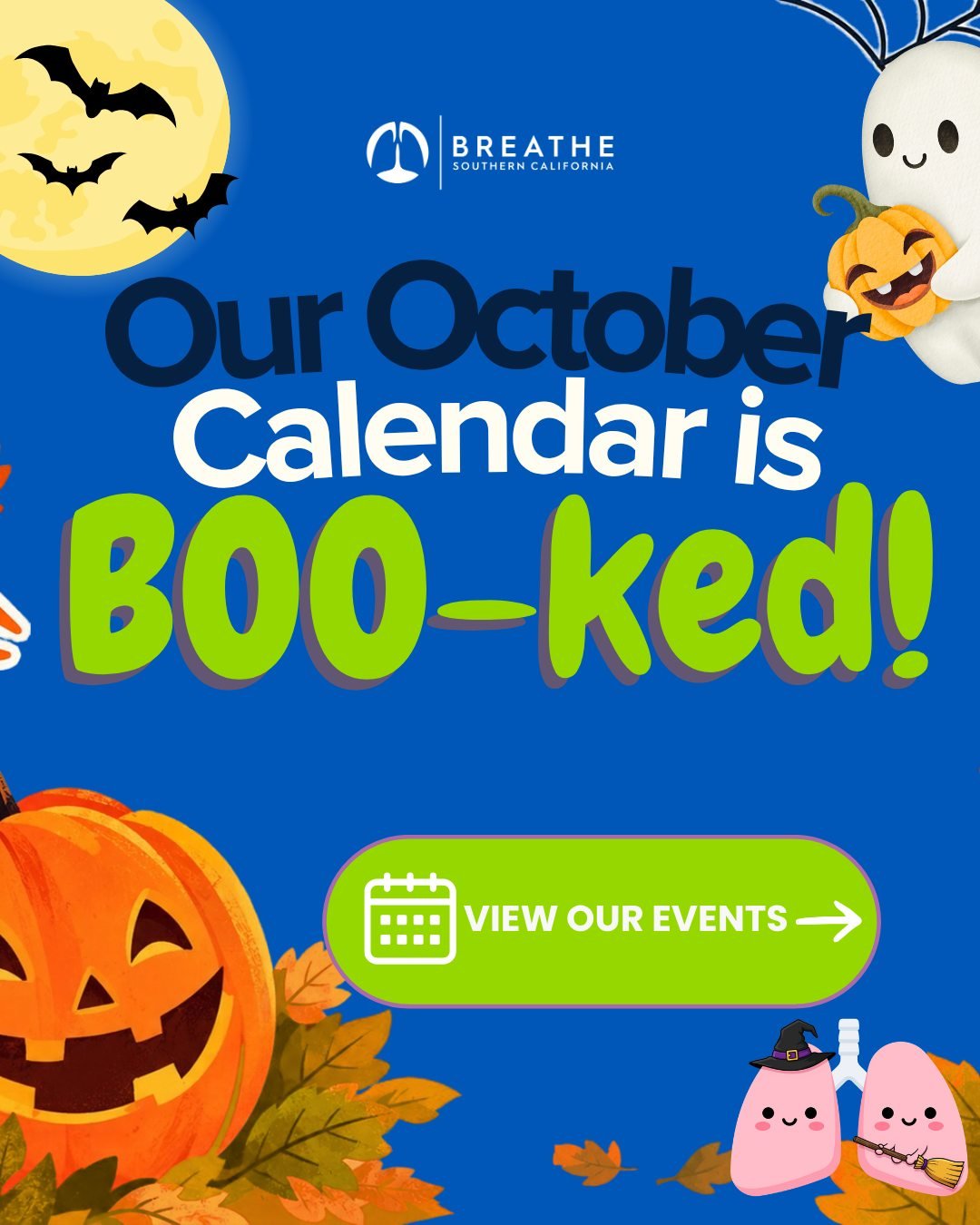 👻 Our October calendar is BOOO&rsquo;K&rsquo;D for Lung Health Month! 🫁🍂

October is all about healthier lungs, stronger communities, and making a difference together! 💙

From Lung Power and asthma education workshops to community health fairs, e
