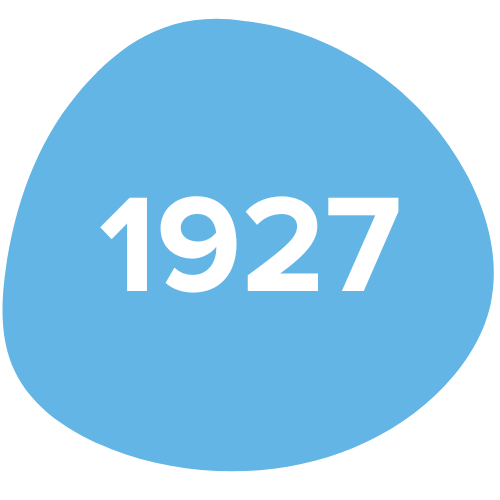 Blue circle with the year 1927 written in white.