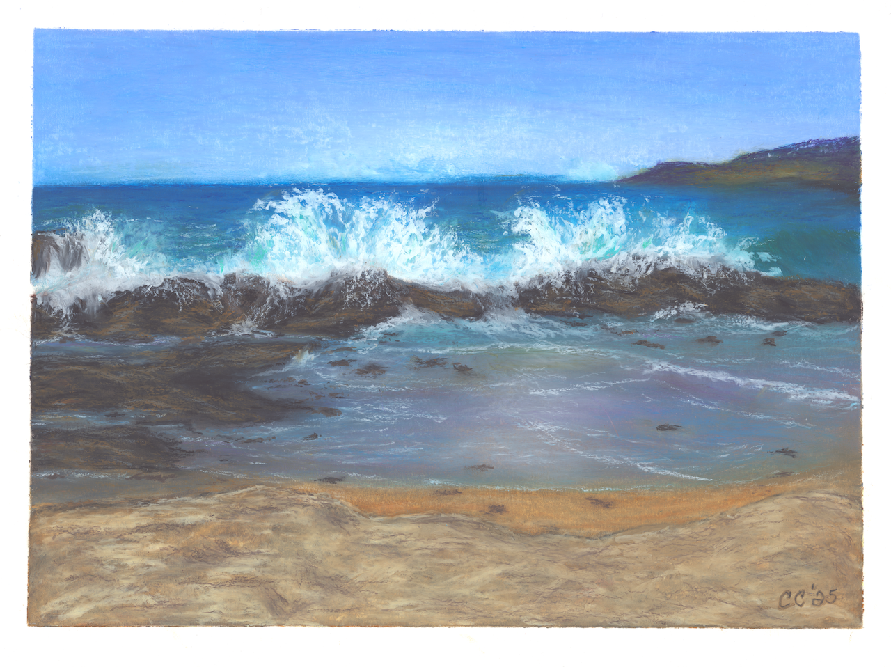 Laguna Wave II - Oil Pastel